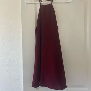 tobi maroon high neck dress with open back